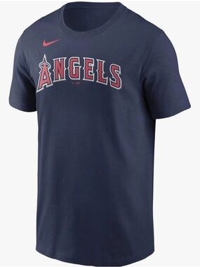 Nike Navy Tee with Red and White Angels Logo